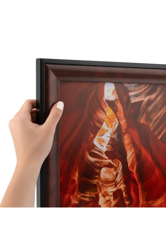 29" x 32" Dark Cherry With Black Picture Frame, 29x32 inch Red Wood Poster Frame (WOM-4900),  Pack