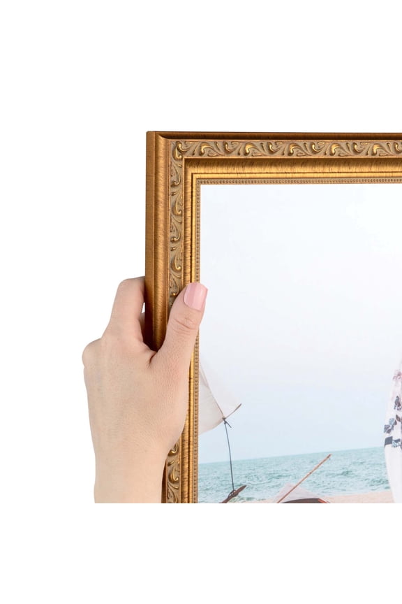 29" x 32" Gold with beads Picture Frame, 29x32 inch Gold Wood Poster Frame (WOM-4139), Pack