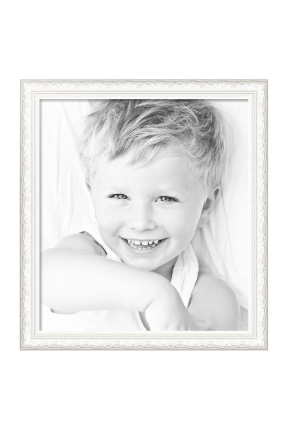 29" x 32" Majestic White Picture Frame, 29x32 inch Silver Wood Poster Frame (WOM-5198), Pack