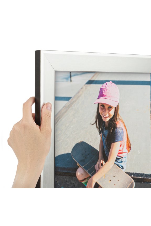 29" x 32" Metro Ice Silver Black Picture Frame, 29x32 inch Silver Wood Poster Frame (WOM-5247), Pack