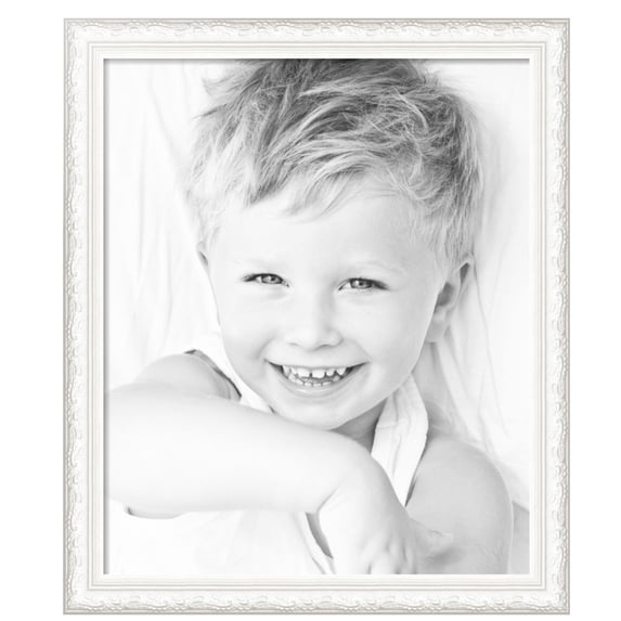 ArtToFrames 29" x 35" Majestic White Picture Frame, 29x35 inch Silver Wood Poster Frame (WOM-5198), Pack