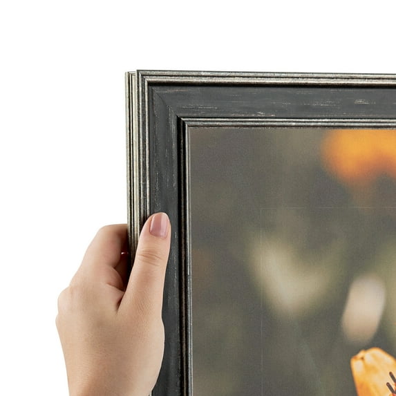 ArtToFrames 29" x 43" Black Panel With Silver Lip Picture Frame, 29x43 inch Multi Wood Poster Frame (WOM-5093), Pack