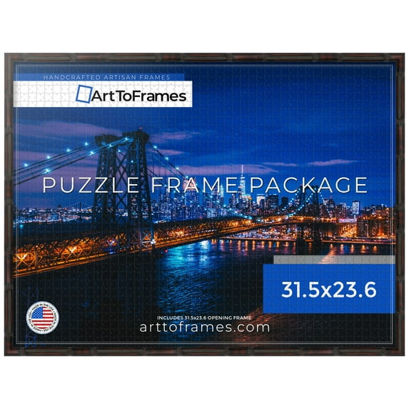 ArtToFrames 31.5x23.6 Inch - 80x60 CM Brown Puzzle Frame for 1500 piece Puzzles.0.75 Inch Custom Wood Puzzle Frames, .75" - Walnut Bamboo - Comes with Economy Acrylic