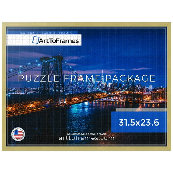 ArtToFrames 31.5x23.6 Inch - 80x60 CM Green Puzzle Frame for 1500 piece Puzzles.0.81 Inch Custom Wood Puzzle Frames, Olive - Comes with Economy Acrylic