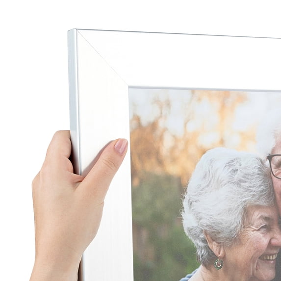ArtToFrames 32" x 32" Light Silver Picture Frame, 32x32 inch Silver Wood Poster Frame (WOM-4827)