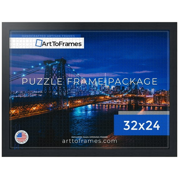 ArtToFrames 32x24 Inch - 81.28x60.96 CM Black Puzzle Frame for 1500 piece Puzzles.1.50 Inch Custom Wood Puzzle Frames, Black - Comes with Economy Acrylic