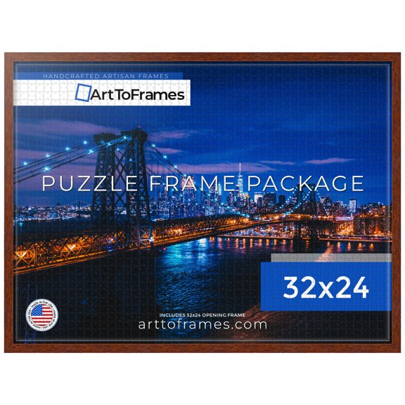ArtToFrames 32x24 Inch - 81.28x60.96 CM Brown Puzzle Frame for 1500 piece Puzzles.0.75 Inch Custom Wood Puzzle Frames, Walnut - Comes with Economy Acrylic