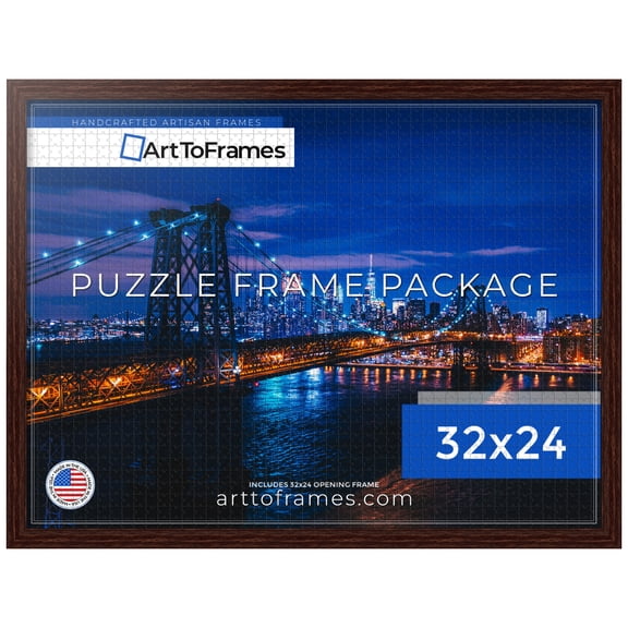 ArtToFrames 32x24 Inch - 81.28x60.96 CM Brown Puzzle Frame for 1500 piece Puzzles.1.13 Inch Custom Wood Puzzle Frames, Walnut - Comes with Economy Acrylic