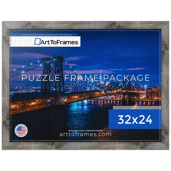ArtToFrames 32x24 Inch - 81.28x60.96 CM Brown Puzzle Frame for 1500 piece Puzzles.1.50 Inch Custom MDF Puzzle Frames, Winter White Barnwood 1.5 Inch - Comes with Economy Acrylic
