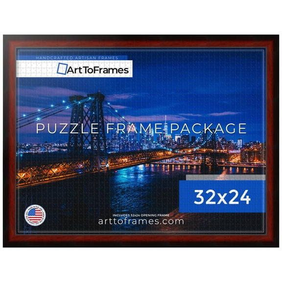 ArtToFrames 32x24 Inch - 81.28x60.96 CM Brown Puzzle Frame for 1500 piece Puzzles.1.69 Inch Custom Wood Puzzle Frames, Matte mahogany Diploma - Comes with Economy Acrylic