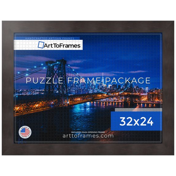 ArtToFrames 32x24 Inch - 81.28x60.96 CM Brown Puzzle Frame for 1500 piece Puzzles.2.53 Inch Custom Wood Puzzle Frames, Wide Dark Walnut - Comes with Economy Acrylic