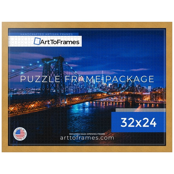 ArtToFrames 32x24 Inch - 81.28x60.96 CM Gold Puzzle Frame for 1500 piece Puzzles.1.25 Inch Custom MDF Puzzle Frames, Classic Gold - Comes with Economy Acrylic