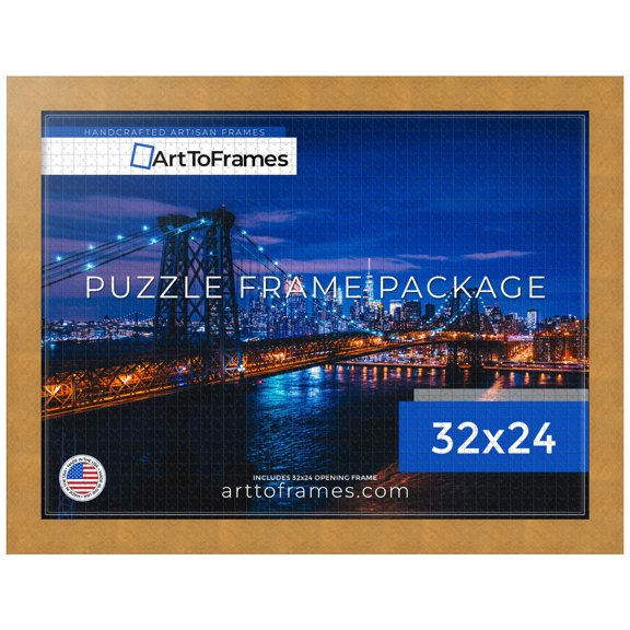 ArtToFrames 32x24 Inch - 81.28x60.96 CM Gold Puzzle Frame for 1500 piece Puzzles.2.00 Inch Custom MDF Puzzle Frames, Metallic Gold - Comes with Economy Acrylic