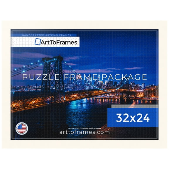 ArtToFrames 32x24 Inch - 81.28x60.96 CM White Puzzle Frame for 1500 piece Puzzles.1.88 Inch Custom Wood Puzzle Frames, White - Comes with Economy Acrylic