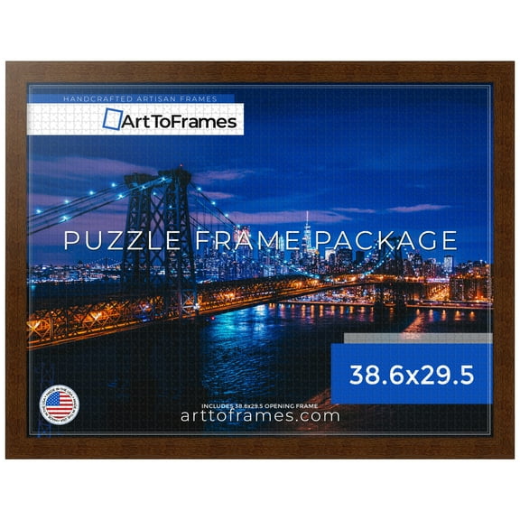 ArtToFrames 38.6x29.5 Inch - 98x75 CM Brown Puzzle Frame for 2000 piece Puzzles.1.75 Inch Custom Wood Puzzle Frames, Brown - Comes with Economy Acrylic