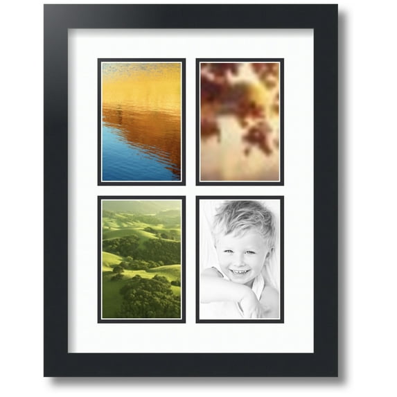 ArtToFrames 4-Opening 4 x 6 Black Collage Picture Frame
