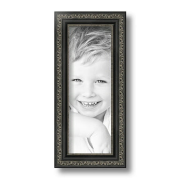 ArtToFrames 4" x 11" Antique Black Picture Frame, 4x11 inch Black Wood Poster Frame (WOM-5106)
