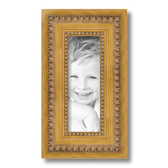 ArtToFrames 4" x 11" Gold Picture Frame, 4x11 inch Gold Wood Poster Frame (WOM-4166)