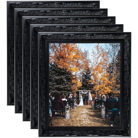 ArtToFrames 4" x 13" Matte Black Picture Frame, 4x13 inch Black Wood Poster Frame (WOM-5113), 5 Pack