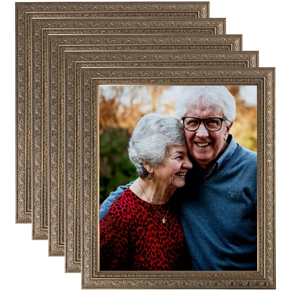 ArtToFrames 4" x 13" Silver Victorian Emboss Picture Frame, 4x13 inch Silver Wood Poster Frame (WOM-5082), 5 Pack