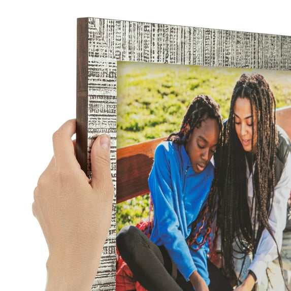 ArtToFrames 4" x 13" Vintage Code White Crackle Picture Frame, 4x13 inch Silver Wood Poster Frame (WOM-5250),  Pack