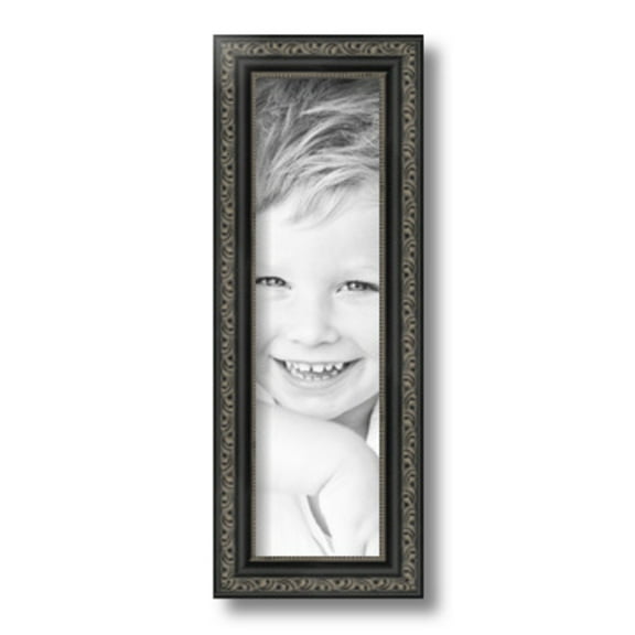 ArtToFrames 4" x 14" Antique Black Picture Frame, 4x14 inch Black Wood Poster Frame (WOM-5106)