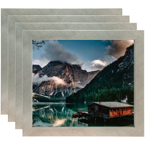 ArtToFrames 4" x 15" Classic Silver Picture Frame, 4x15 inch Gray MDF Poster Frame (WOM-4499), 4 Pack