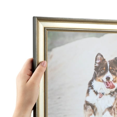 ArtToFrames 4" x 16" Antique Silver Panel Picture Frame, 4x16 inch Silver Wood Poster Frame (WOM-4760)