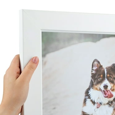 ArtToFrames 4" x 16" Contemporary White with Lip Picture Frame, 4x16 inch White Wood Poster Frame (WOM-2032)