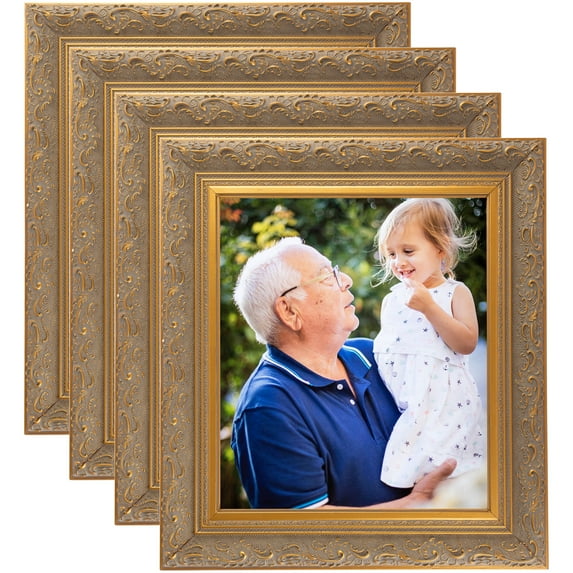 ArtToFrames 4" x 16" Majestic Gold Picture Frame, 4x16 inch Silver Wood Poster Frame (WOM-5122), 4 Pack