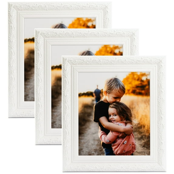 ArtToFrames 4" x 18" Majestic White Picture Frame, 4x18 inch Silver Wood Poster Frame (WOM-5198), 3 Pack
