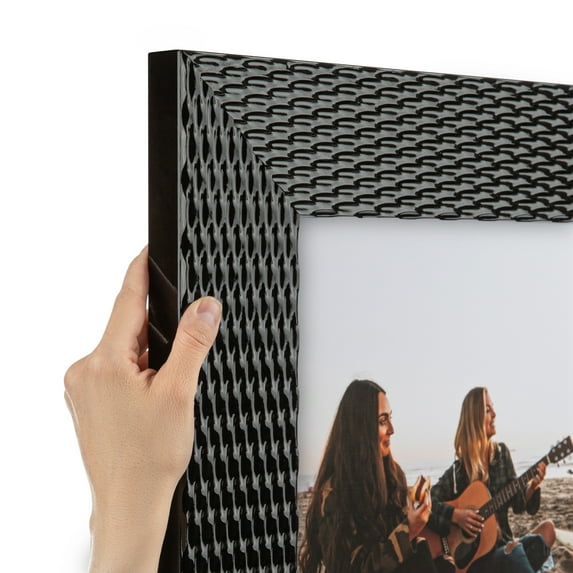 ArtToFrames 4" x 21" Obsidian Echo Glossy Blk Picture Frame, 4x21 inch Black Wood Poster Frame (WOM-5268), Pack