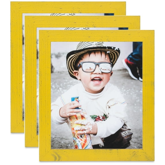 ArtToFrames 4" x 21" Yellow Picture Frame, 4x21 inch Yellow Wood Poster Frame (WOM-4584), 3 Pack