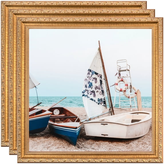 ArtToFrames 4" x 22" Gold with beads Picture Frame, 4x22 inch Gold Wood Poster Frame (WOM-4139), 3 Pack