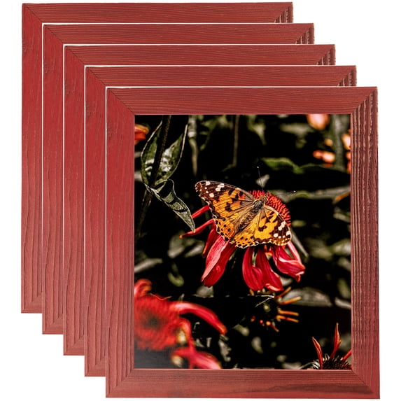 ArtToFrames 4" x 32" Real Reclaimed Red Barnwood Picture Frame, 4x32 inch Red Wood Poster Frame (WOM-4814), 5 Pack