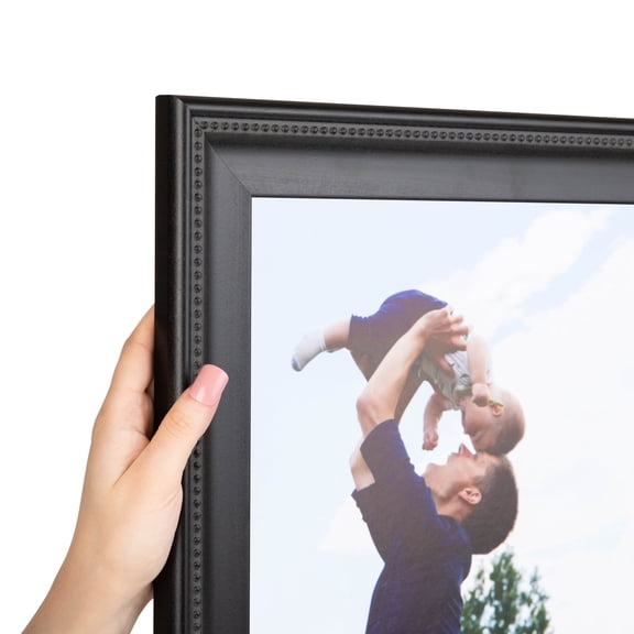 ArtToFrames 4" x 39" Matte Black with Beads Picture Frame, 4x39 inch Black Wood Poster Frame (WOM-4065)