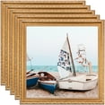 thumbnail image 1 of ArtToFrames 4" x 4" Gold with beads Picture Frame, 4x4 inch Gold Wood Poster Frame (WOM-4139), 5 Pack, 1 of 7
