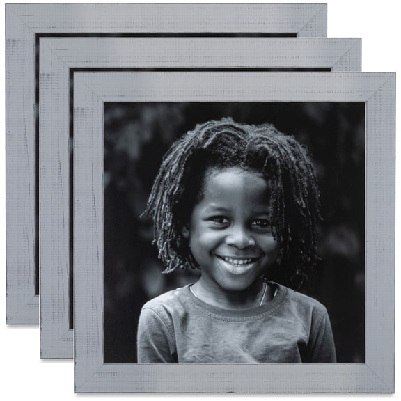 ArtToFrames 4" x 4" Grey Picture Frame, 4x4 inch Gray Wood Poster Frame (WOM-4594), 3 Pack