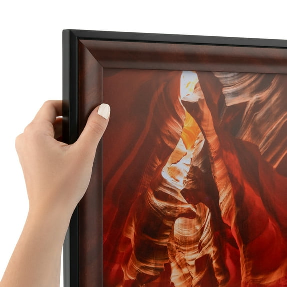 ArtToFrames 4" x 5" Dark Cherry With Black Picture Frame, 4x5 inch Red Wood Poster Frame (WOM-4900), Pack