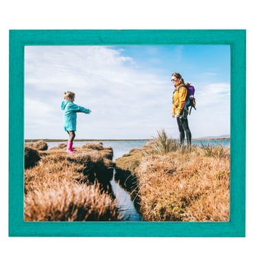 ArtToFrames 4" x 6" Aqua Picture Frame, 4x6 inch Green Wood Poster Frame (WOM-4428), 1 Pack