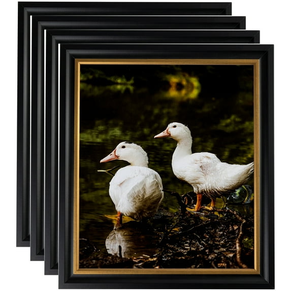 ArtToFrames 4" x 6" Black Velvet with Gold - 1.25 Picture Frame, 4x6 inch Black MDF Poster Frame (WOM-4690), 4 Pack