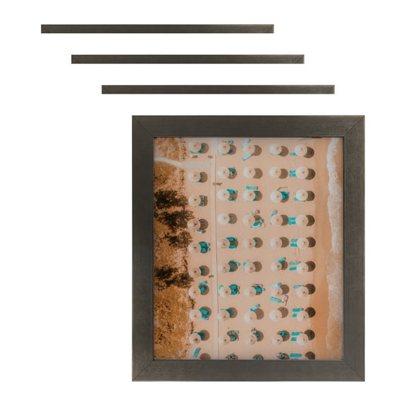 ArtToFrames 4" x 6" Flat Pewter Picture Frame, 4x6 inch Silver Wood Poster Frame (WOM-4887), 4 Pack