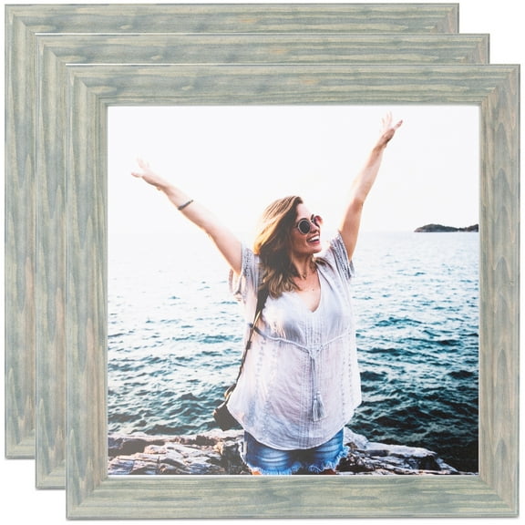 ArtToFrames 4" x 6" Green Picture Frame, 4x6 inch Green Wood Poster Frame (WOM-4442), 3 Pack