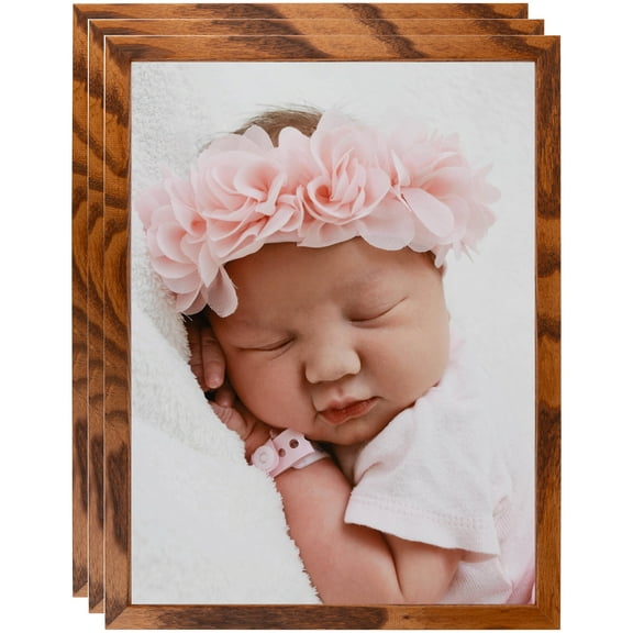ArtToFrames 4" x 6" Honey Picture Frame, 4x6 inch Brown Wood Poster Frame (WOM-4214), 3 Pack