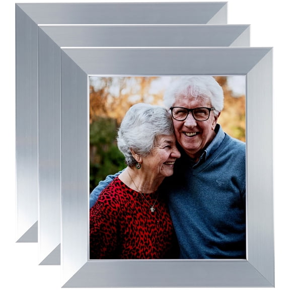 ArtToFrames 4" x 6" Light Silver Picture Frame, 4x6 inch Silver Wood Poster Frame (WOM-4827), 3 Pack