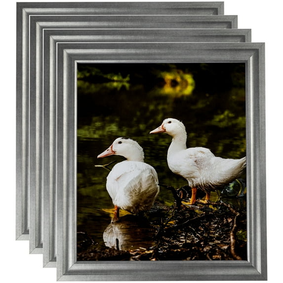 ArtToFrames 4" x 6" Muted Cold Silver Picture Frame, 4x6 inch Silver MDF Poster Frame (WOM-4682), 4 Pack