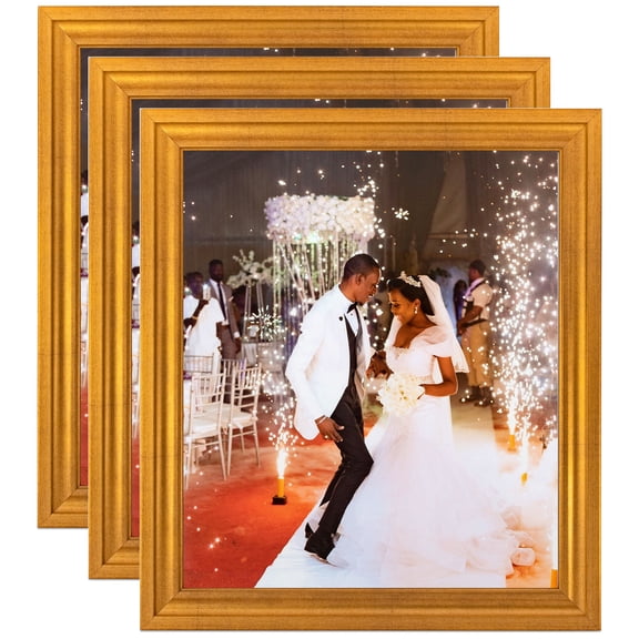 ArtToFrames 4" x 6" Muted Gold Glow Picture Frame, 4x6 inch Gold MDF Poster Frame (WOM-4680), 3 Pack