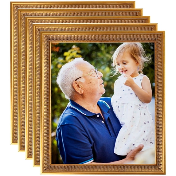 ArtToFrames 4" x 6" New Gold Picture Frame, 4x6 inch Gold Wood Poster Frame (WOM-4998), 5 Pack