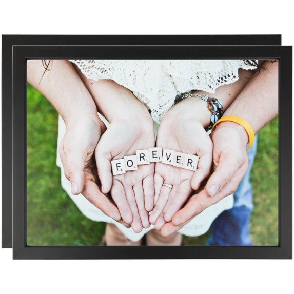 ArtToFrames 4" x 6" Satin Black Picture Frame, 4x6 inch Black Wood Poster Frame (WOM-1451), 2 Pack