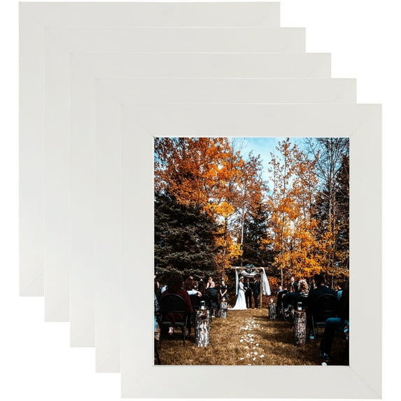 ArtToFrames 4" x 6" White Picture Frame, 4x6 inch White Wood Poster Frame (WOM-4114), 5 Pack